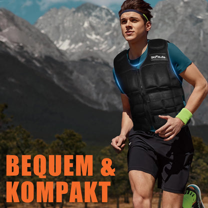 DH FitLife Verstellbare Gewichtsweste | Trainingsweste - Schwarz 30kg