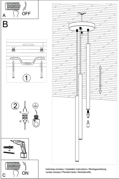 SOLLUX lighting Pastelo Pendelleuchte - 3-flammig Stahl