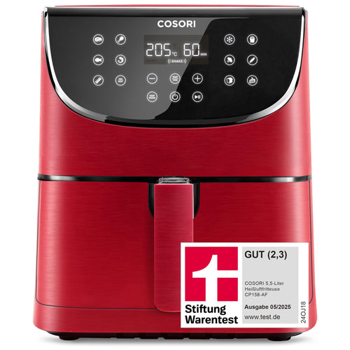 COSORI Heissluftfritteuse CP158-AF, rotes, kompaktes Küchengerät. Zum Frittieren, Backen und Garen mit Heissluft.