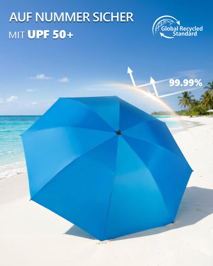 4smile Reise-Sonnenschirm Strand Ø 160 cm, blau, faltbar, UPF 50+