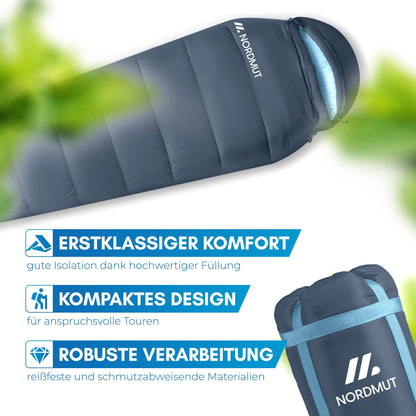 NORDMUT® Ultraleicht Mumienschlafsack - 3-Jahreszeiten 250 GSM