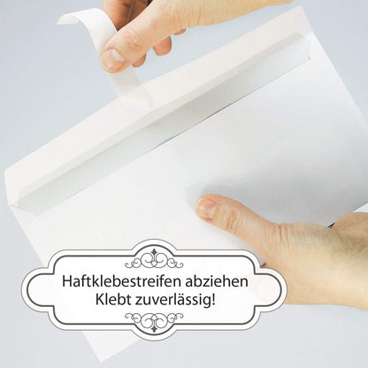 PREMIUM 1000 Briefumschläge DIN lang – Fenster, Haftklebe