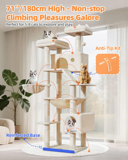 Taoqimiao Kratzbaum MS026LM 180 cm für grosse Katzen, beige