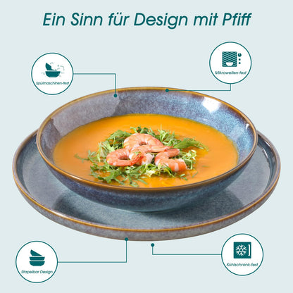 vancasso PLAYA Tafelservice 24tlg - Lavendelblau Reaktive Glasur