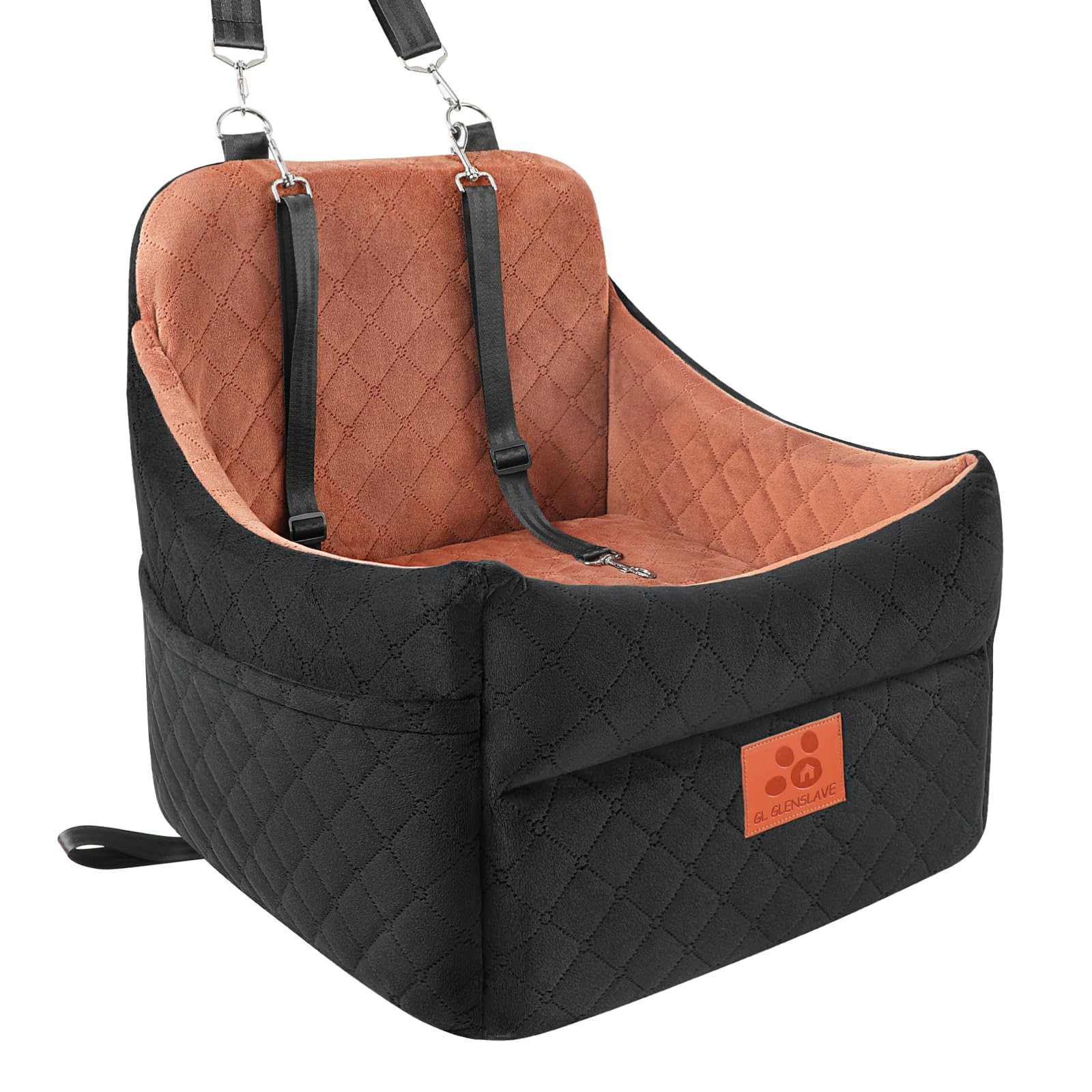 GLENSLAVE Hunde-Autositz, gepolstert, für Klein-/Mittelhunde – S/B. Rechteckiger Sitz für sicheren Hundetransport im Auto.