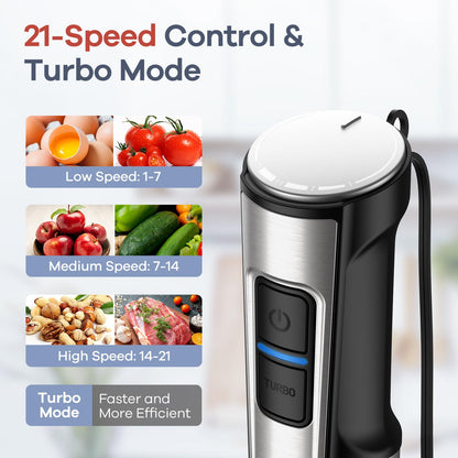 Ganiza 10-in-1 Stabmixer 1200W mit Doppel-Milchaufschäumer