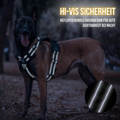 OneTigris Diesel Hundegeschirr, gepolstertes Brustgeschirr Schwarz M