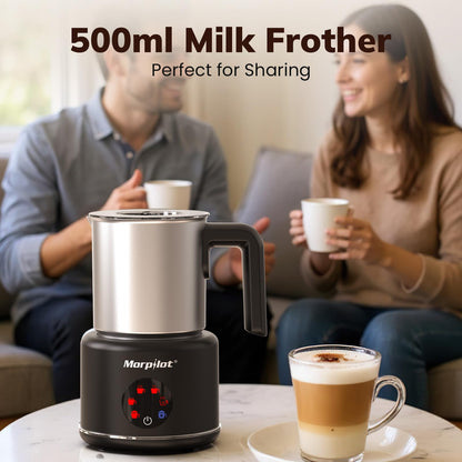Morpilot Milchaufschäumer Elektrisch 6-in-1 500 ml Edelstahl Schwarz