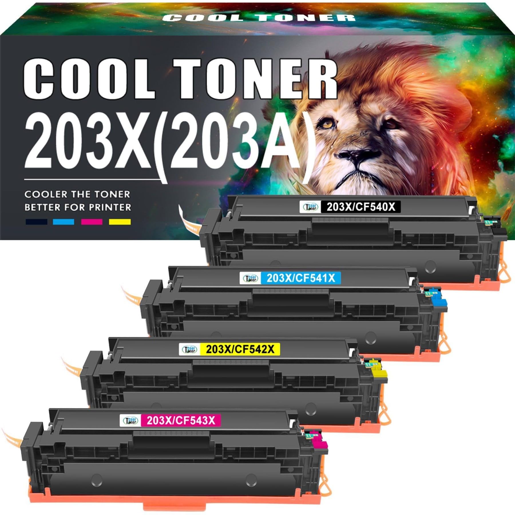 Cool Toner 203X/203A Tonerset kompatibel für HP Color LaserJet Pro MFP – 4 Tonerkartuschen: Schwarz, Cyan, Gelb, Magenta