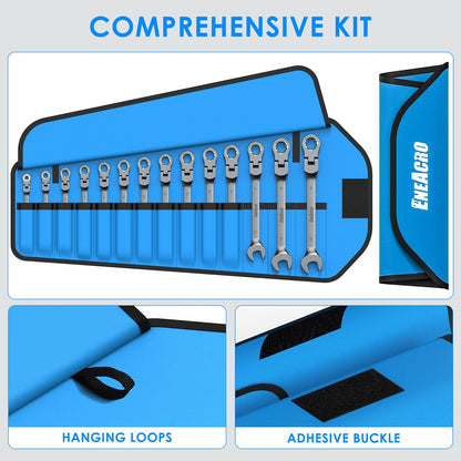 ENEACRO Gelenk-Ratschenschlüssel Set 14tlg. 6-19mm Flex-Kopf