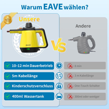 Eave Dampfreiniger Handgerät SC20 mit 10 Aufsätzen und 5 m Kabel
