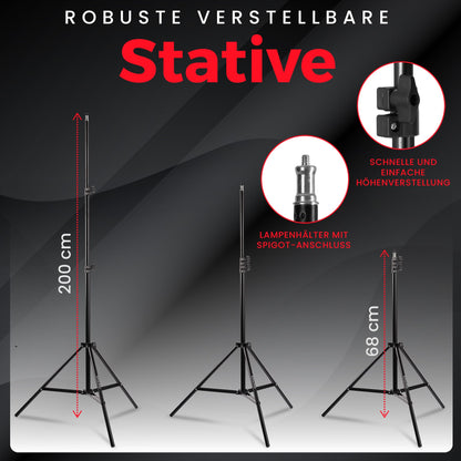 Pixetool Fotostudio Set – 2 Softboxen 50x70 cm mit LED-Lampen