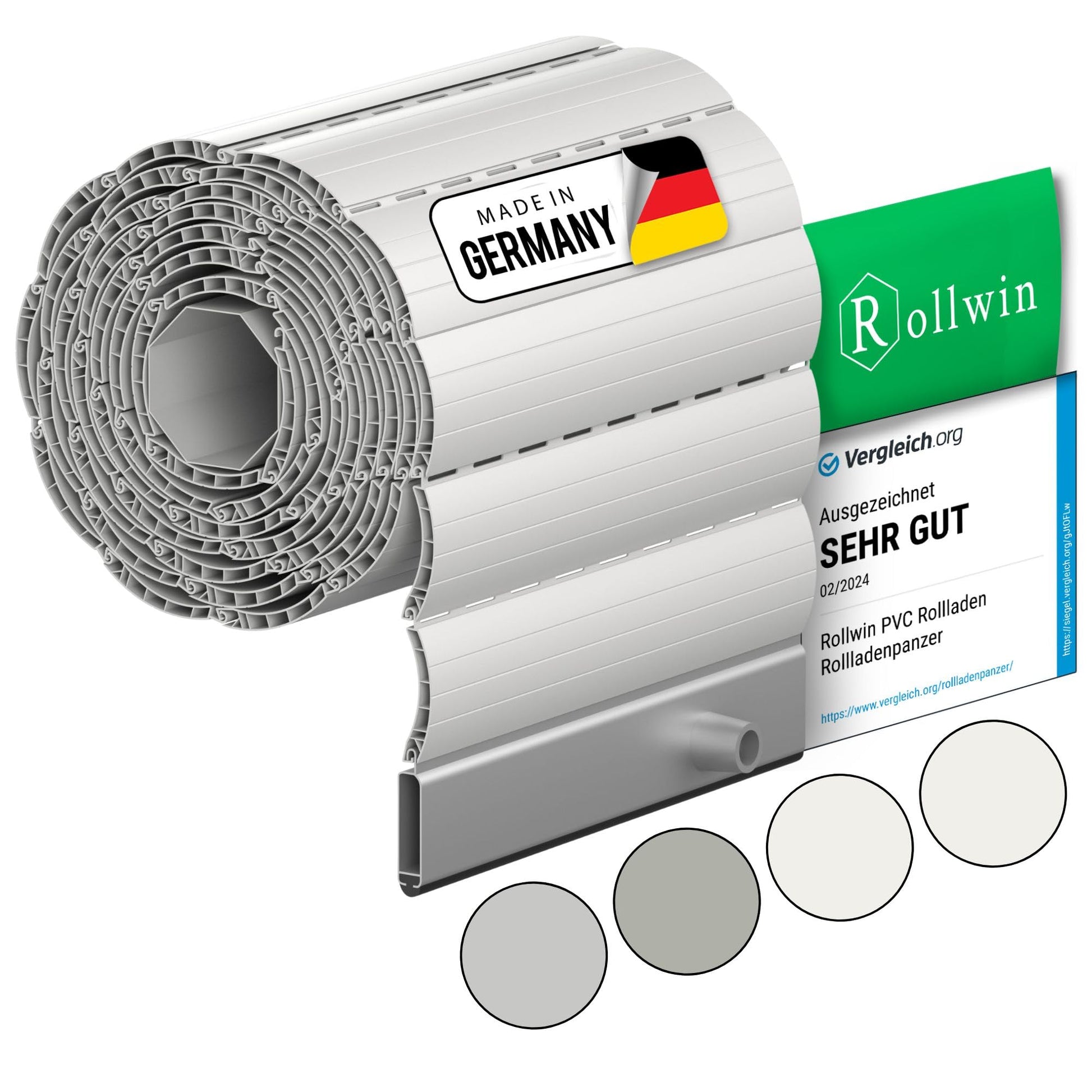 Rollwin PVC-Rolladenpanzer nach Mass mit Hohlkammerlamellen aus Kunststoff mit Arretierung