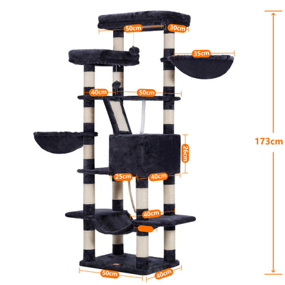 Heybly HCT025G Mehrstöckiger Katzenkratzbaum - 173cm Rauchgrau