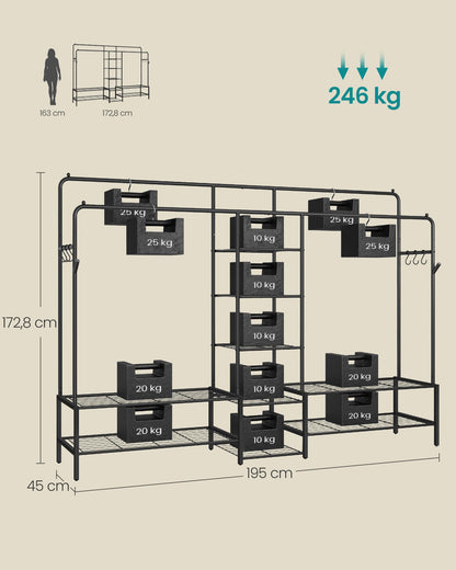 SONGMICS Kleiderständer HSR183B01, offener Kleiderschrank, schwarz