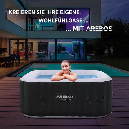 Arebos Aufblasbarer Spa Whirlpool beheizt - 4P 154cm quadratisch