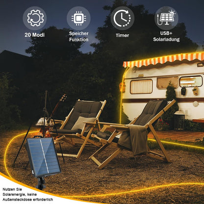 StarryEver Solar LED Lichtschlauch aussen, 15 m, 600 LEDs warmweiss