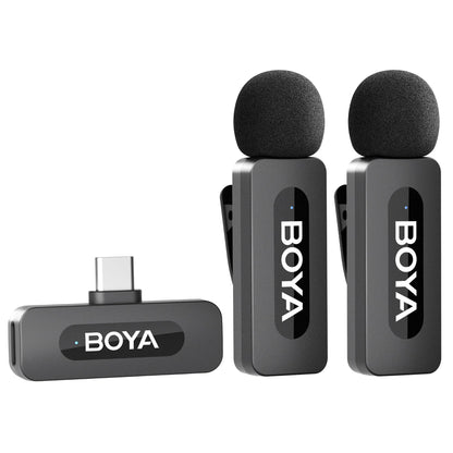 BOYA BY-V20 kabelloses USB-C Ansteckmikrofon mit 2 Sendern