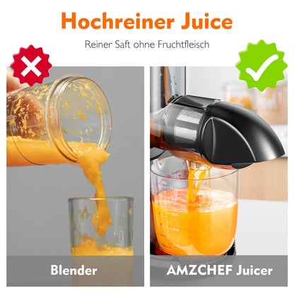 AMZCHEF Entsafter Slow Juicer Gemüse Obst mit Rückwärtsfunktion - Grün