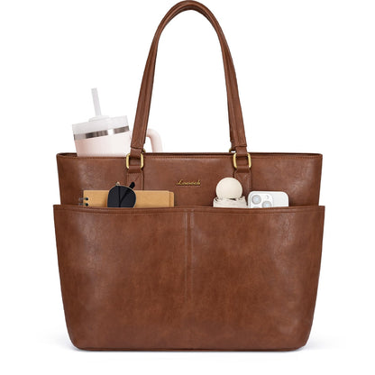 LOVEVOOK Handtasche Damen gross Laptoptasche 17.3 Zoll Shopper aus veganem Leder