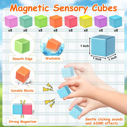Apluses Magnetische Bausteine 72-teilig, Montessori Magnetwürfel