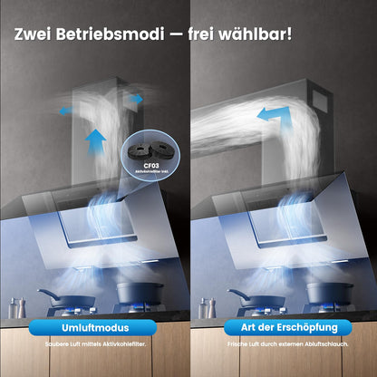 Comfee Dunstabzugshaube ANGJ72B-90PRO-EU 90 cm Kopffrei Wandhaube