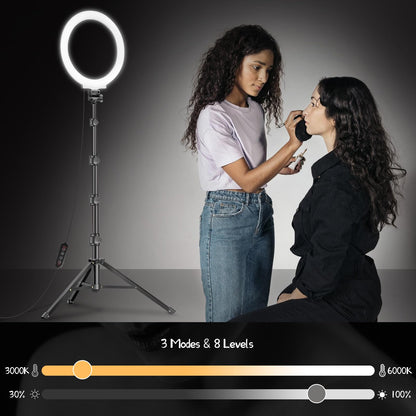 MICCYE Ringlicht MB10 mit Stativ, 10 Zoll RGB LED für Handy