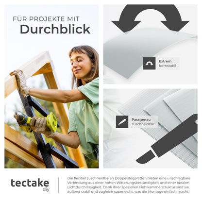tectake Polycarbonat Doppelstegplatten 10er Set 121 x 60,5 cm
