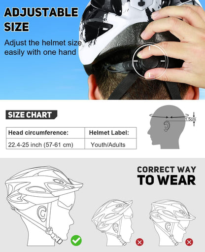 RaMokey Fahrradhelm mit LED-Licht und magnetischem Visier, 57-62 cm
