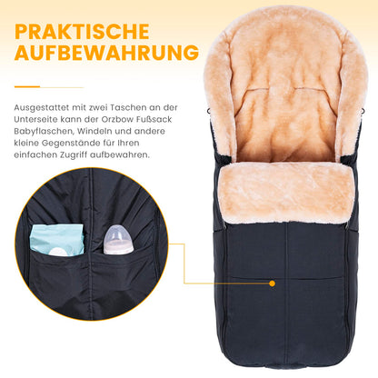 Orzbow Fusssack Buggy Universal Winter – Kunstfell, Schwarz