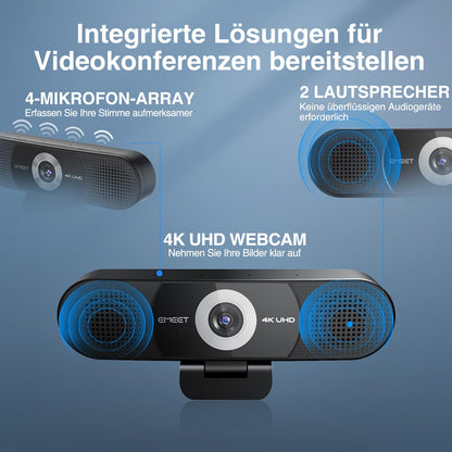 EMEEET C980 PRO 4K Konferenz Webcam - 3-in-1 mit Lautsprecher & Mikrofon