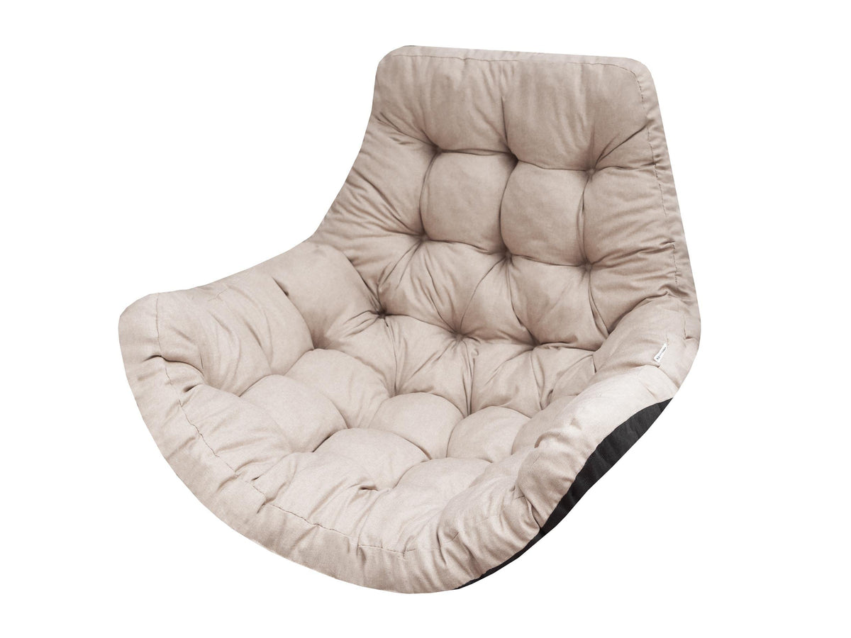 Bjird Hängesessel Kissen, Sitzauflage für Polyrattan & Rattan, Beige – rundes Kissen aus Ökoleinen