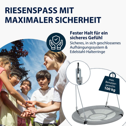 HUDORA Nestschaukel 90 – Hängeschaukel aus Kunststoff, 90 cm, grau