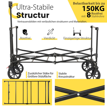 Sekey XXL Bollerwagen Faltbar Geländetauglich – 3011 Schwarz/Grau
