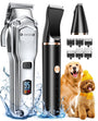 oneisall 3in1 Hundeschermaschine Set für dickes Fell, silber – mit Pfoten-Trimmer und Führungskämmen