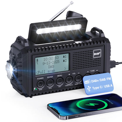 Mesqool Kurbelradio CR1009Pro DAB+ mit Solar und LED-Taschenlampe