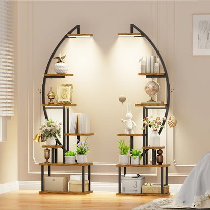 BACEKOLL Pflanzenständer mit Wachstumslicht – 7 Ebenen Schwarz 2er Set