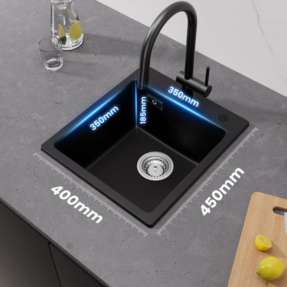 CECIPA Granit Küchenspüle Schwarz 40x45cm - 1 Becken