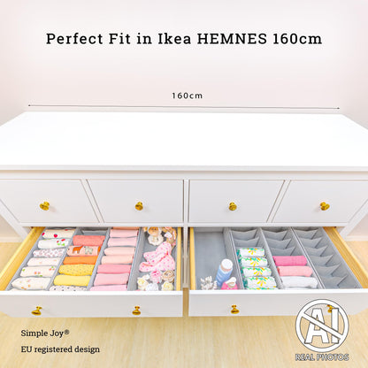 SIMPLE JOY HEMNES Double Organizer 8er Set für IKEA HEMNES 160 cm