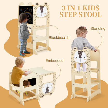 labebe Lernturm Montessori Klappbar 2-in-1 Gross mit Boards