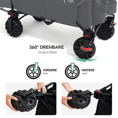 TIMBER RIDGE Bollerwagen XXXL faltbar 300L, Handwagen mit Heckklappe