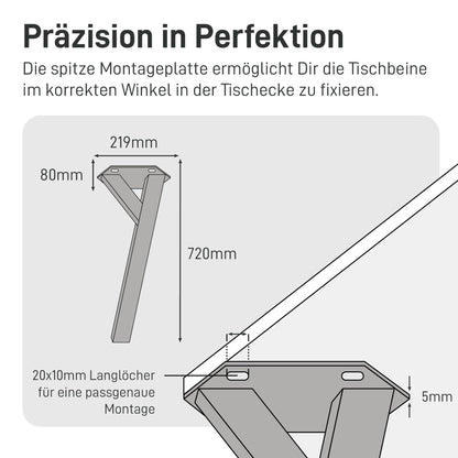 Natural Goods Berlin Y Legs Tischbeine 4er Set - Schwarz 72 cm