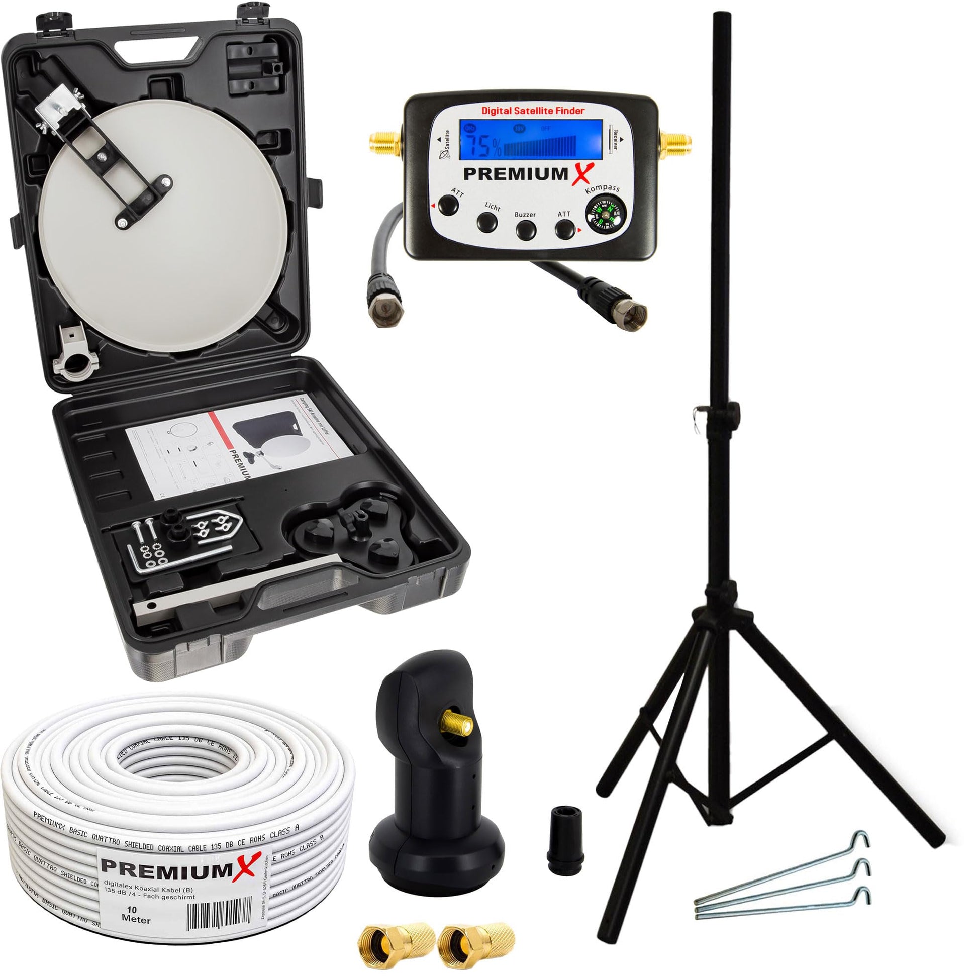 Camping SAT Set: Mobile HD TV Anlage mit Stativ & Koffer –