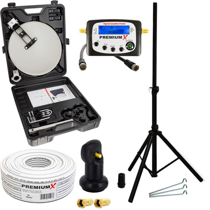 PremiumX Camping SAT-Anlage mobil im Koffer Single LNB