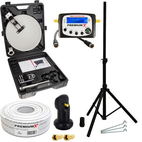 PremiumX Camping SAT-Anlage mobil im Koffer Single LNB