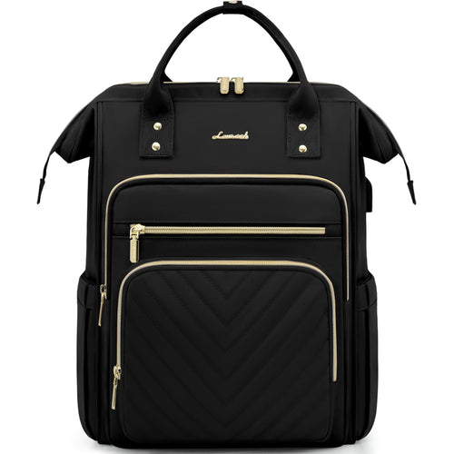 LOVEVOOK Rucksack Damen, 15,6 Zoll Laptop, wasserdicht, Schwarz