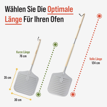 Chef Pomodoro Pizzaschieber perforiert, Aluminium mit Holzgriff