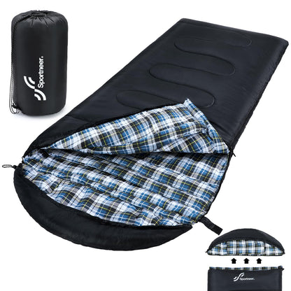 Sportneer Flanell-Schlafsack mit abnehmbarer Kapuze, 220 x 85 cm, als Decke nutzbar