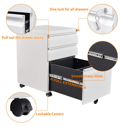 Rollcontainer Aktenschrank abschliessbar 39x50x62 cm weiss