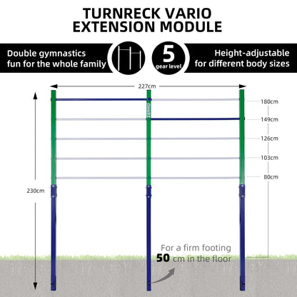 ZERRO Reckstange Outdoor doppelte Turnstange - grün-blau